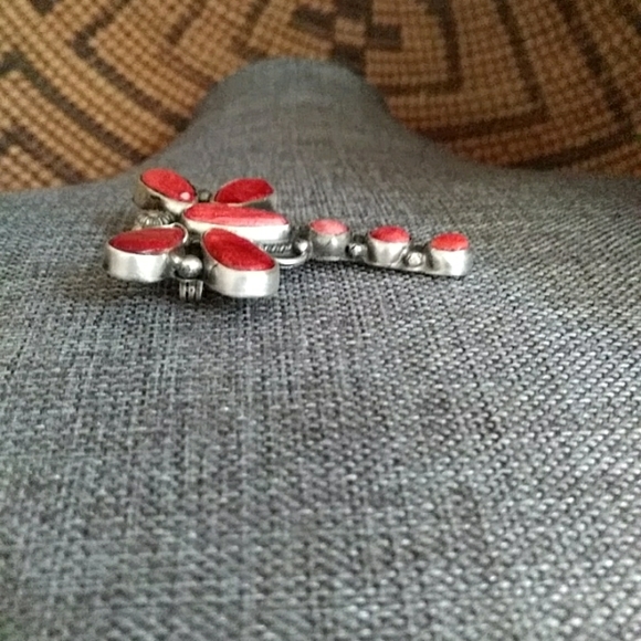 Native American Navajo Spiny Oyster Shell Pin - Picture 3 of 6